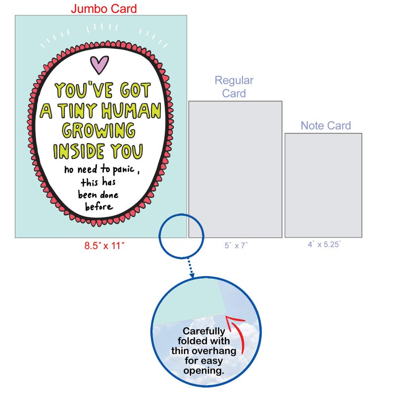 NobleWorks, Hilarious New Baby Congratulations Card, Pregnancy Notecard w/Envelope, From All of Us (8.5 x 11 Inch), Tiny Human J7242BBG-US - Image 4